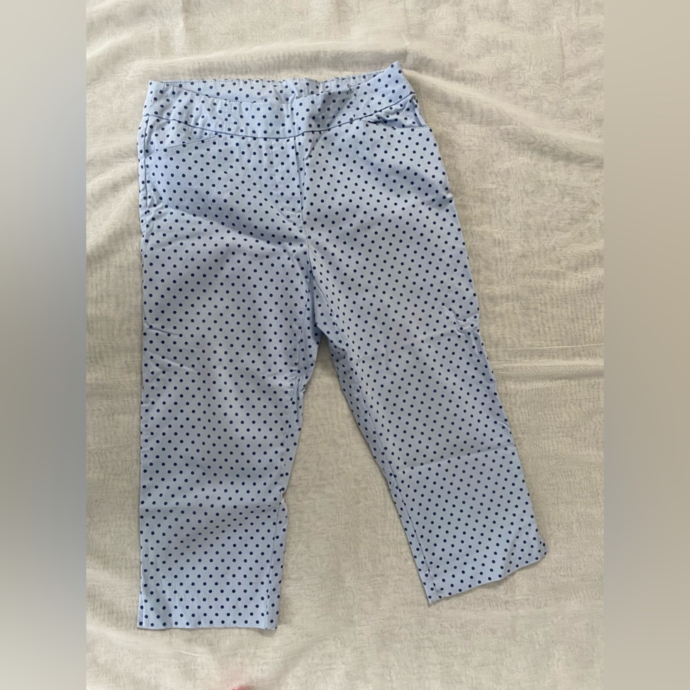 Blue polka dot cropped pants/ capris